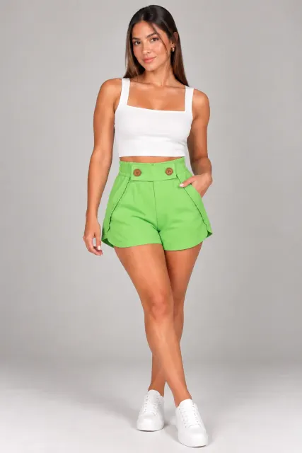Short garota chic botões