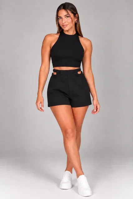 Short tecido detalhe cintura