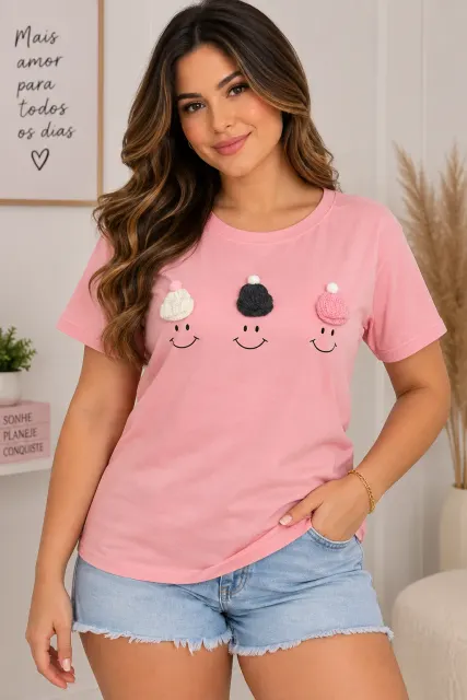 T-shirt detalhe chapéu Ref. 8009#